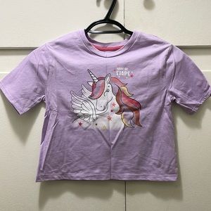 Girl Cropped Unicorn T-shirt